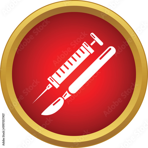 Syringe and scalpel icon representing medical procedures and health services