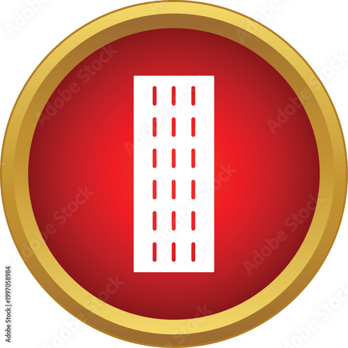 Cricket wicket illustration in a red and golden circle, flat design style