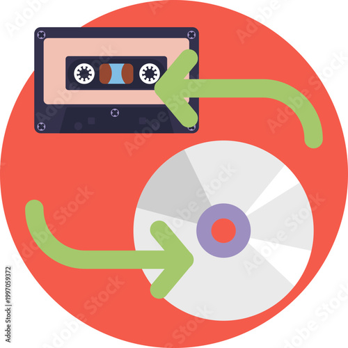 A rectangular cassette with two visible reels, representing a classic VHS videotape used for analog video playback.