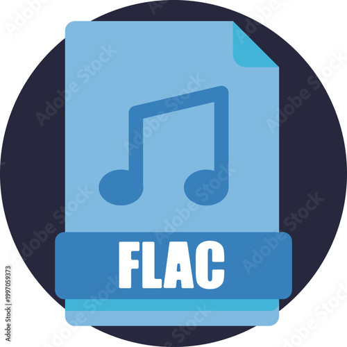 An audio file icon labeled “FLAC,” typically featuring a music note symbol to indicate a high-quality, lossless audio format.