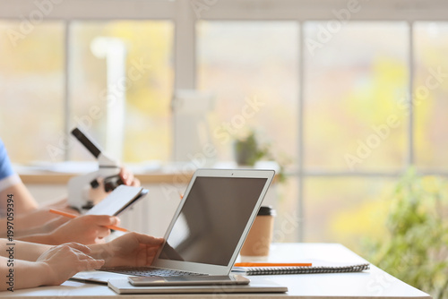 Doctors with laptop and mic...