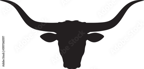 Photos longhorn bull skull silhouette black horned cattle head vector illustration