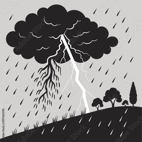 Dark Storm Rain Cloud Silhouette Icon Vector Illustration
