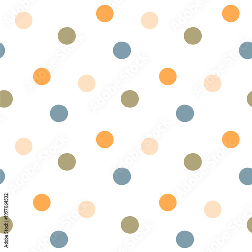 Seamless Pattern with Dot Design on White Background. 