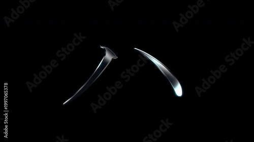 Silver metallic Japanese Katakana 