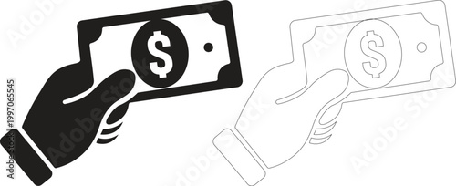 Hand giving money to a bird a symbolic illustration of generosity