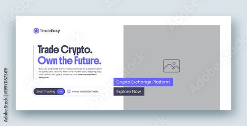 Crypto Trading & Investment Social Media Facebook Cover and Web Banner Template
