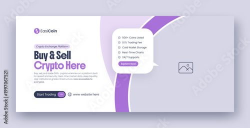 Crypto Trading & Investment Social Media Facebook Cover and Web Banner Template

