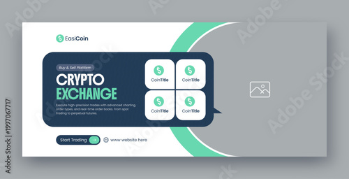 Crypto Trading & Investment Social Media Facebook Cover and Web Banner Template
