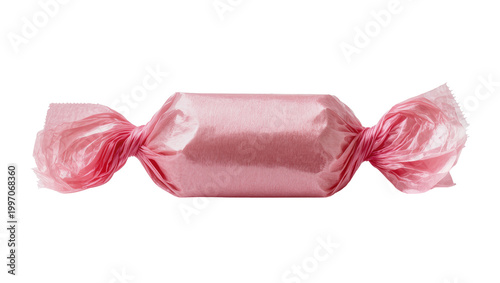 Quadro su tela Pink candy wrapped in shiny foil paper package