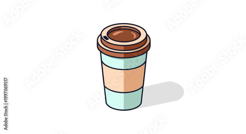 Isometric coffee cup design illustration with shadow on a white background coffee mug