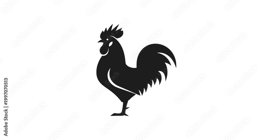 Fototapeta premium Silhouette of a proud rooster emblem suitable for various branding concepts and applications
