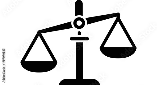 Symbol of Justice in Black and White Featuring Balancing Scales as Law and Legal Icon