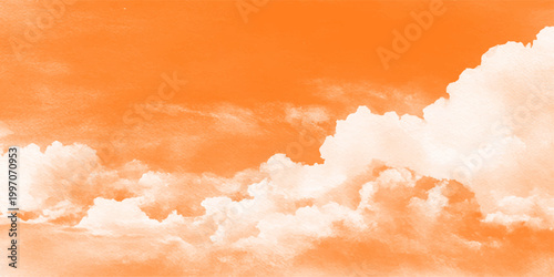 Beautiful white fluffy cumulus clouds float across a bright blue nature sky with sunlight and heaven light on a summer day