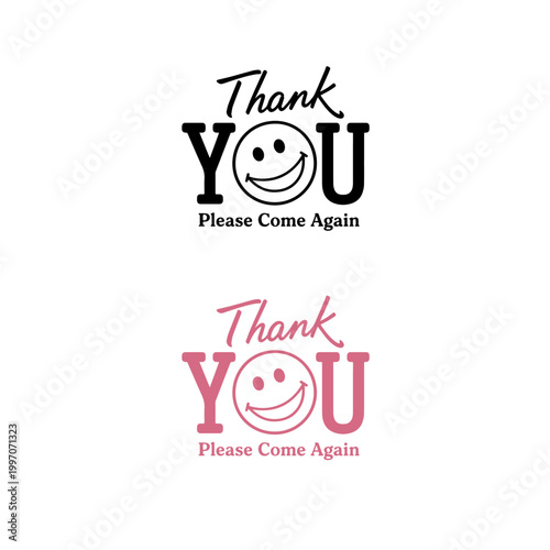 Quadro su tela Cheerful thank you please come again smiley face logos for retail