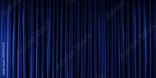 Elegant deep navy theater stage curtain with rich texture and folds