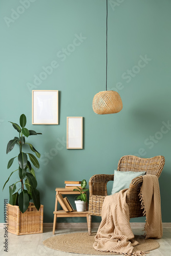 Interior of room with wicke...