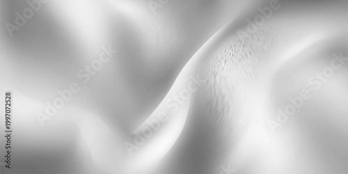 Smooth flowing white and silver silk fabric waves create a soft satin textile background with shiny light curves and a grey material texture design for a vector wallpaper backdrop