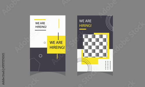 modern geometric hiring banner template minimal yellow gray recruitment poster.
