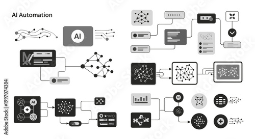 A modern graphic illustrating the fusion of AI with interconnected data, symbolizing integration, growth, and potential for technological advancement 