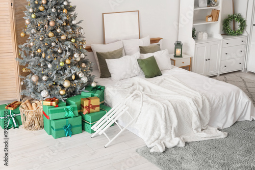 Interior of bedroom with sl...