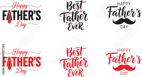 Father's day typography collection hand lettered quotes and mustache designs