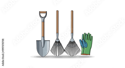 Gardening tools on white background.