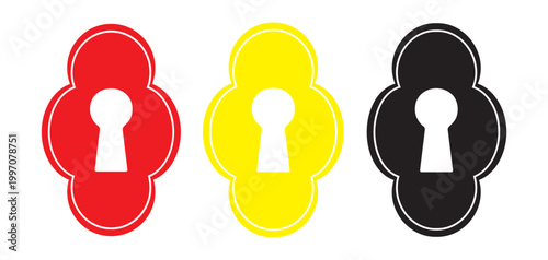 keyhole Icon. Minimalist vector silhouette of an old fashioned keyhole shape, representing a traditional lock design with elegant vintage character.