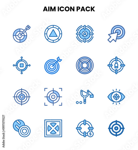 Aim Two Colour Bundle Icons Pack
