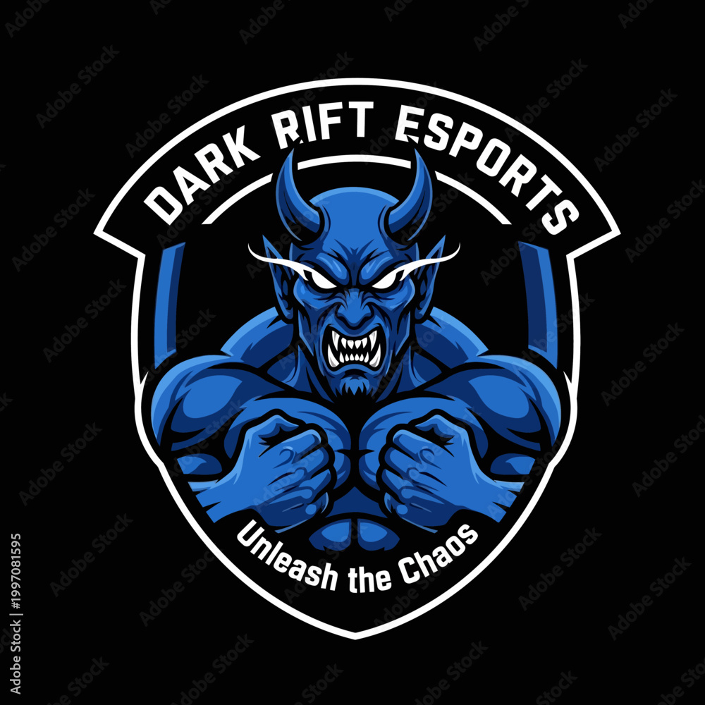 Obraz premium Blue devil creature with horns.