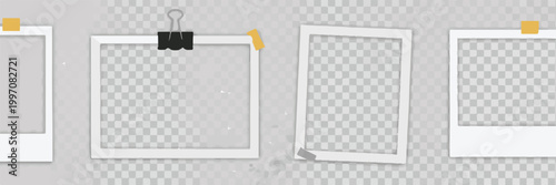 Empty Polaroid Frames with Binder Clip and Tape Keywords: photo frame, empty frame, polaroid