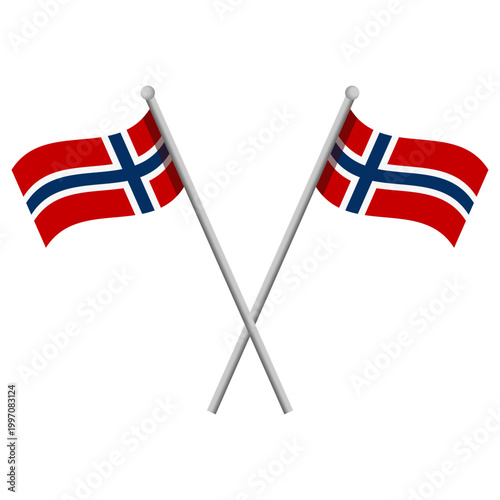Norwegian flag with pole