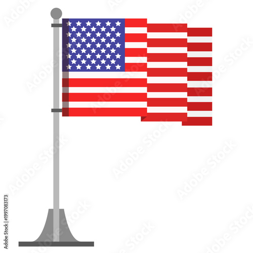 United States flag with pole