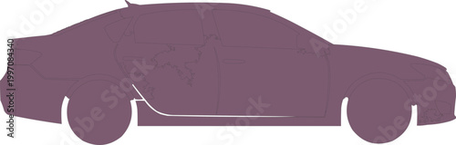 Car outline in muted brown features a detailed sedan silhouette perfect for automotive industry branding.