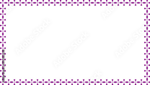 Purple Ornamental Decorative Border Frame Design with Repeating Geometric Pattern Elements on Transparent Background for Greeting Cards and Stationery