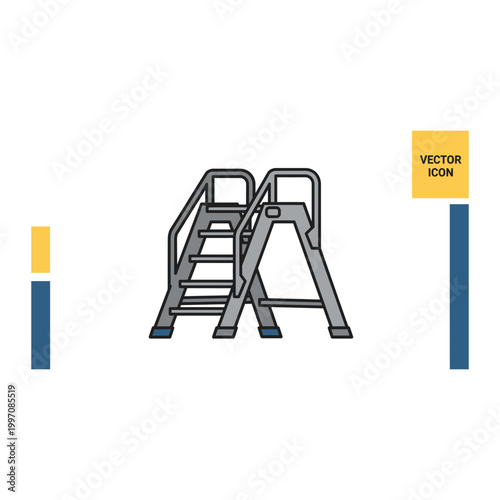 Industrial step ladder vector icon