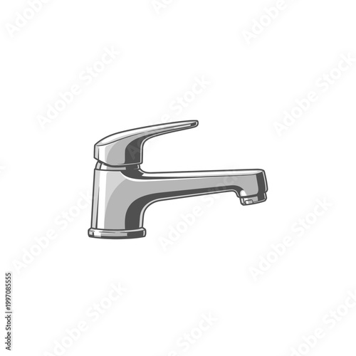 Modern stainless steel water faucet kitchen fixture illustration