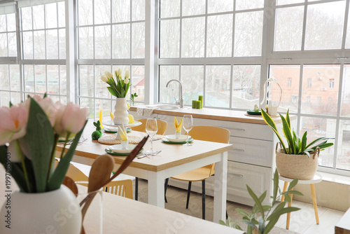 Interior of light kitchen d...
