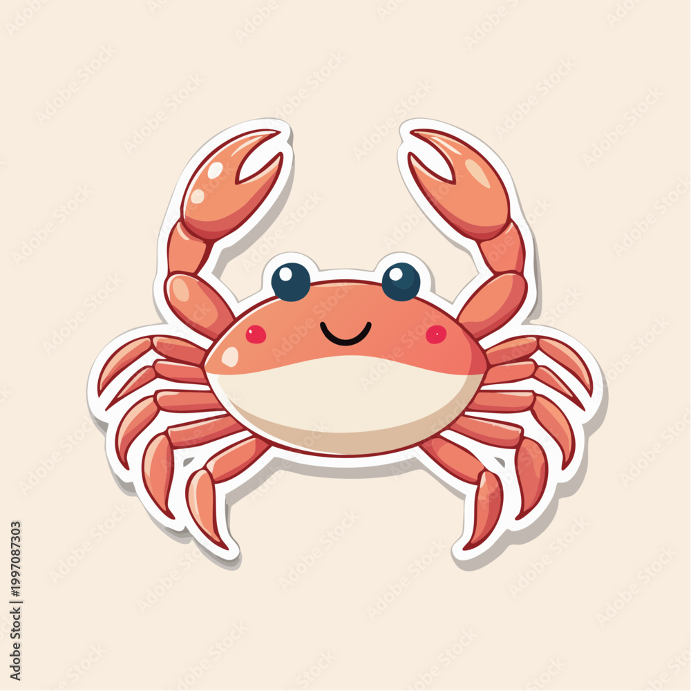 Fototapeta premium Cute Cartoon Crab Sticker