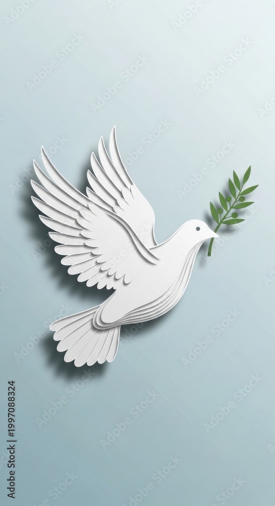 Obraz premium white dove with olive branch in beak