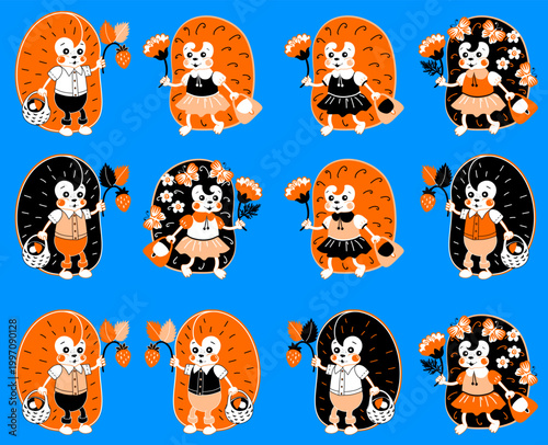 Beautiful collection of hedgehogs boys and girls. 