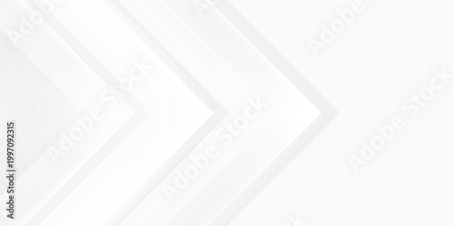 Technology banner design with white and grey arrows. Abstract geometric vector background