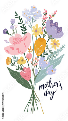 Colorful floral bouquet with Mother's Day text