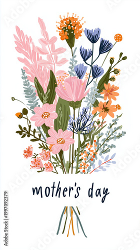 Mother's Day Floral Bouquet Illustration