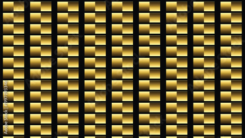 Abstract gold pixel block pattern on black background, luxury geometric seamless texture for modern wallpaper, branding backdrop and decorative surface design