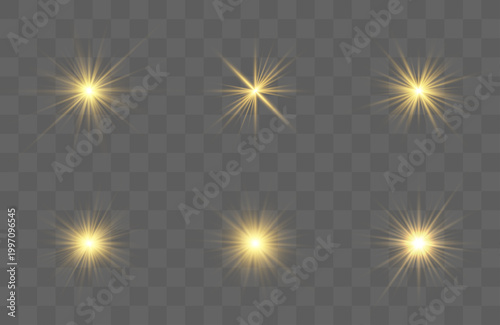 Yellow gold flare vector glowing festive sparkle effect