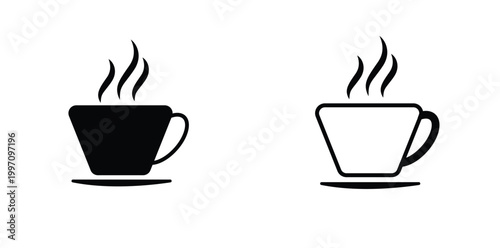 Coffee Cup Icons, Cafe Beverage Vector Illustration