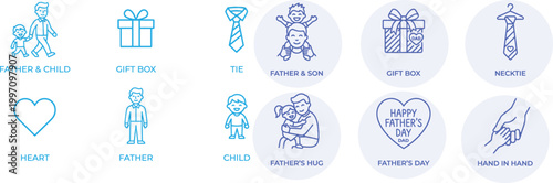 Collection of ancient egyptian hieroglyphs and symbols depicted in blue line art on a white background