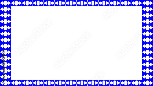 Stylish blue decorative geometric frame border, rectangular outline for certificates, invitations, documents, and creative design projects