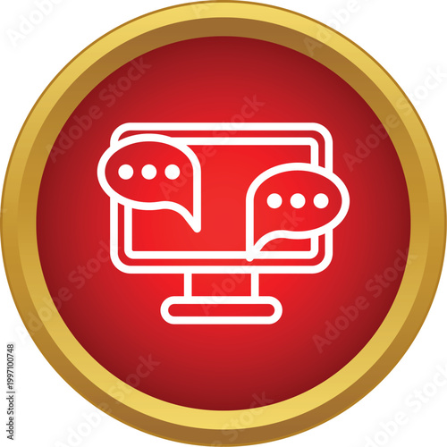 Computer monitor icon showing chat bubbles, representing online messaging or customer support